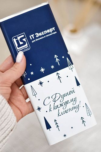 Шоколад с логотипом 100 г белый шоколад. Премиум Бельгия (Бумажная этикетка) - фото товара